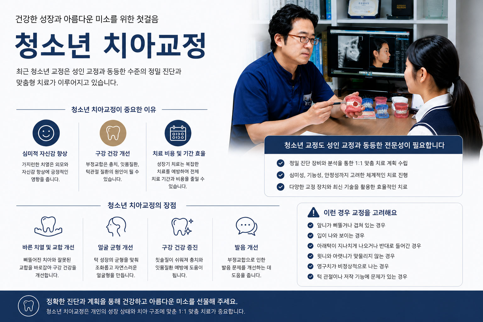 시청역 청소년교정 강북센트럴치과 – 성장기 청소년 치아교정 치료 설명